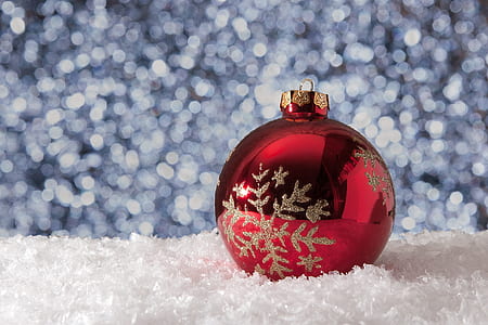 red bauble on white surface thumbnail