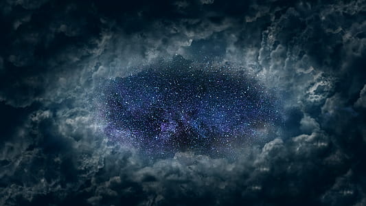 close-up photo of gray clouds and sky with stars thumbnail