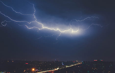 lightning, night, sky, skyline thumbnail