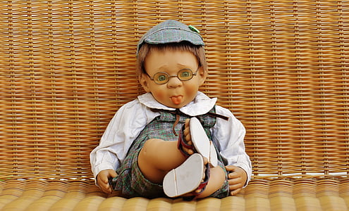 boy wearing white and gray top doll thumbnail
