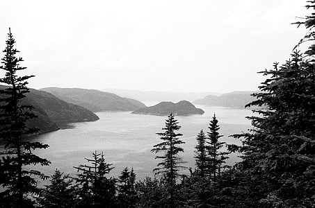 top view of lake in middle of mountains thumbnail