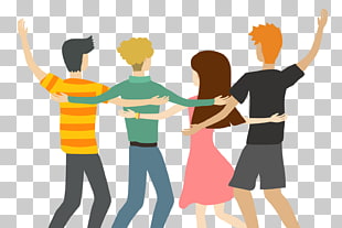 Friendship Icon, Friends raised their hands to celebrate, man and woman graphic illustration PNG clipart