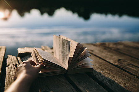 Reading book at lake thumbnail