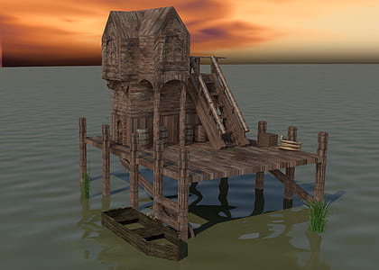 brown wooden sea dock on body of water 3D game application screengrab thumbnail