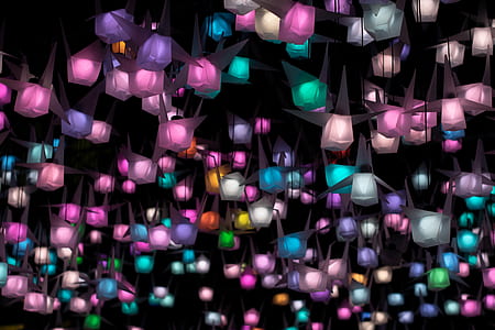 photo of lighted multicolored hanging lamps thumbnail