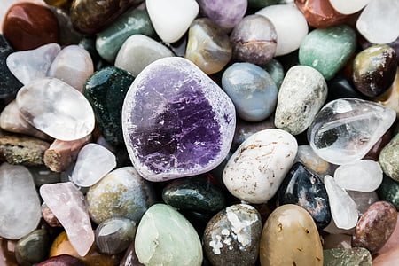 white, black, and purple stones thumbnail