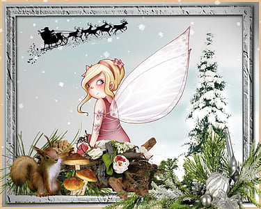 fairy sitting on bench illustration thumbnail