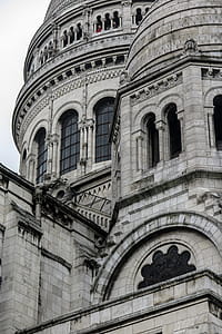 Detaied view of Sacre Coeur showing window and ornate stonwork in Paris, France. thumbnail