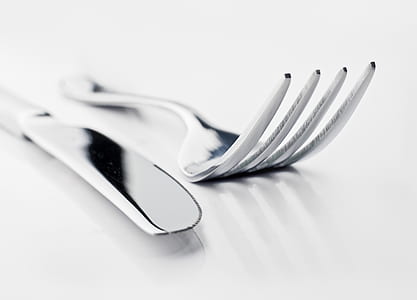 close up photo of gray fork and bread knife thumbnail