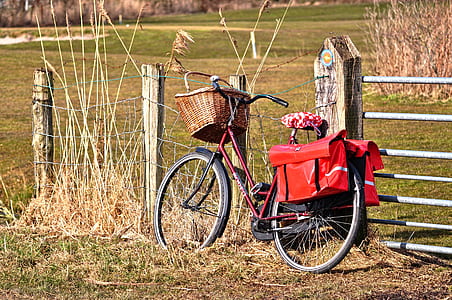 bicycle parked beside fence thumbnail
