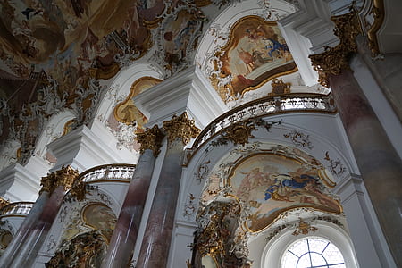 low angle photography of ceiling with painting thumbnail