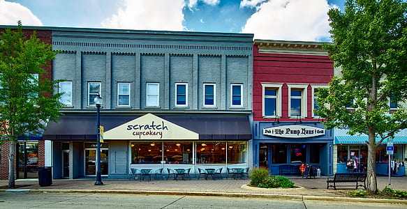 blue and red concrete building thumbnail