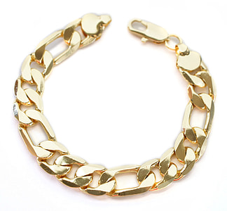 gold chain link bracelet on white background thumbnail