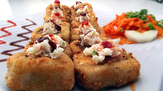 deep fried cake with toppings thumbnail
