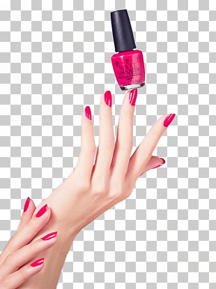 Nail polish Manicure Nail art Gel nails, Pieces of red nail polish, pink nail polish bottle on woman's fingertip PNG clipart