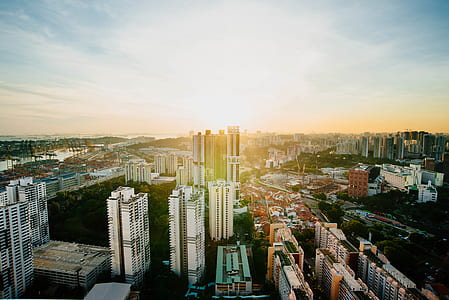 aerial photo of buildings under blue sky thumbnail