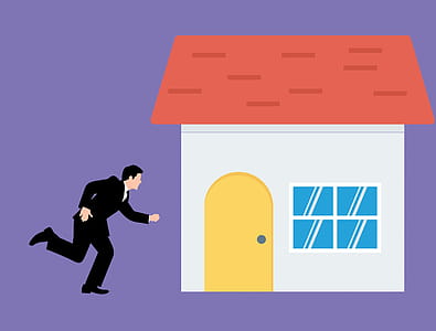 Illustration of man running towards a small house thumbnail