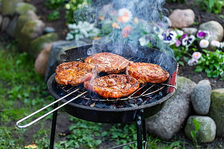 grilled meat on charcoal grill thumbnail