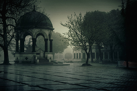 grayscale photo of gazebo thumbnail