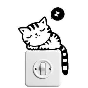 cat illustration on top of white electric switch thumbnail