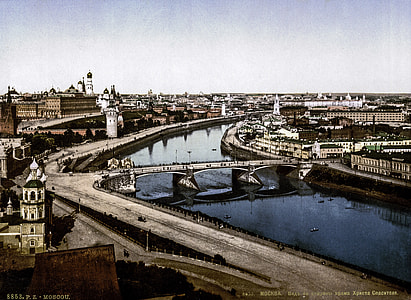 Moskva riverside in the 19th century in Moscow, Russia thumbnail
