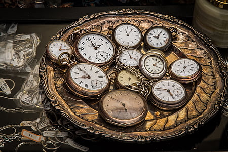 photo of round gold-colored pocketwatch lot thumbnail