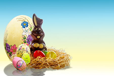 brown rabbit with Easter eggs thumbnail