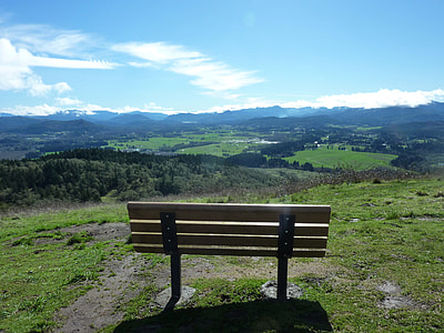 Bench overlooking the Valley landscape in Oregon thumbnail