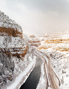 cliffs covered with snow during daytime thumbnail