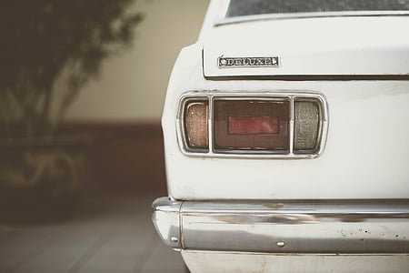 white vehicle with deluxe emblem parked near green plant thumbnail