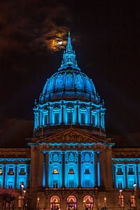 photo of lighted white concrete dome building at nighttime thumbnail