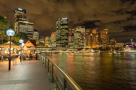 curtain wall lighted building under gray clouds thumbnail