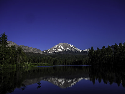 Lassen Peak Reflection on Manzanita Lake in Lassen Volcanic National Park, California thumbnail