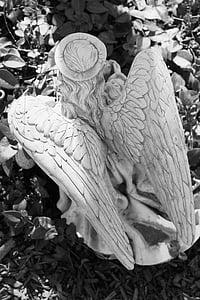 grayscale photo of angle statue thumbnail