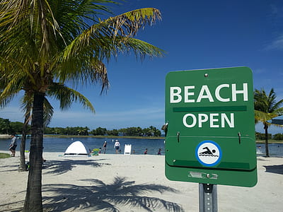 Beach Open signage on seashore thumbnail