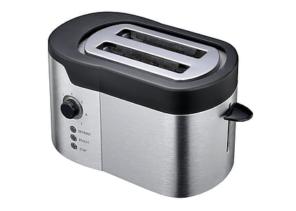 stainless steel and black 2-slice bread toaster thumbnail