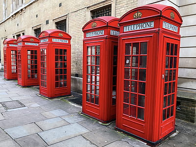 five red telephone booths thumbnail
