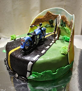miniature blue bicycle in road figurine thumbnail