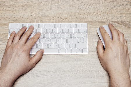 person holding Apple Magic Keyboard and Mouse thumbnail