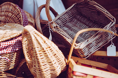 Stacked Brown Wicker Baskets thumbnail