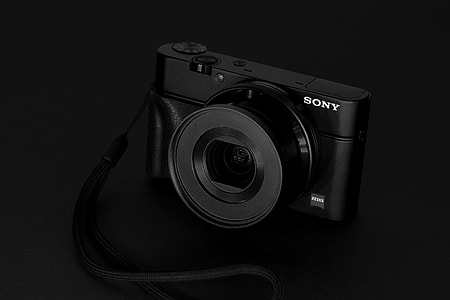 Closeup shot of a Sony camera on black background thumbnail