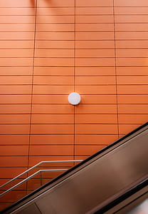 round white alarm system on orange wall thumbnail