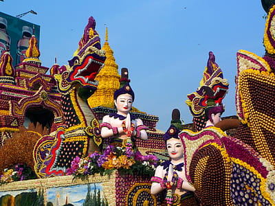 Flower float at Chiang Mai flower festival in Thailand thumbnail