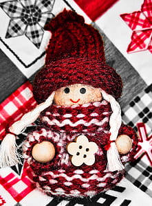 girl wearing red and white dress doll on top of white surface thumbnail