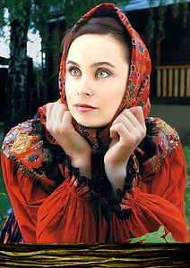 woman wears red long-sleeved top thumbnail