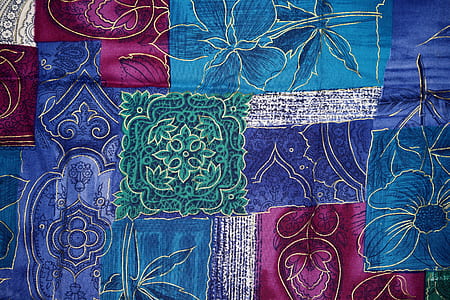 blue, pink, and green floral fabric thumbnail