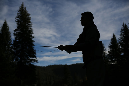 silhouette photo of man fishing thumbnail