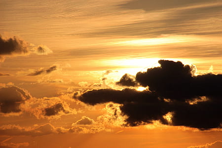 sunset, sun, clouds, dark clouds, bright cloud, contrail thumbnail