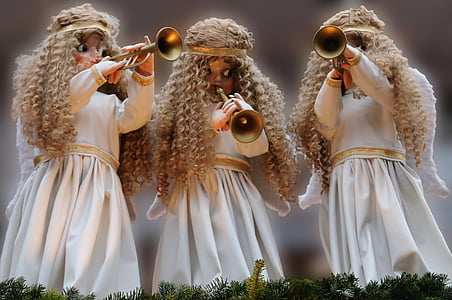 three angel playing flute figurines thumbnail