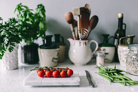 Parslel, cucumbers, green peas, and other greenery thumbnail